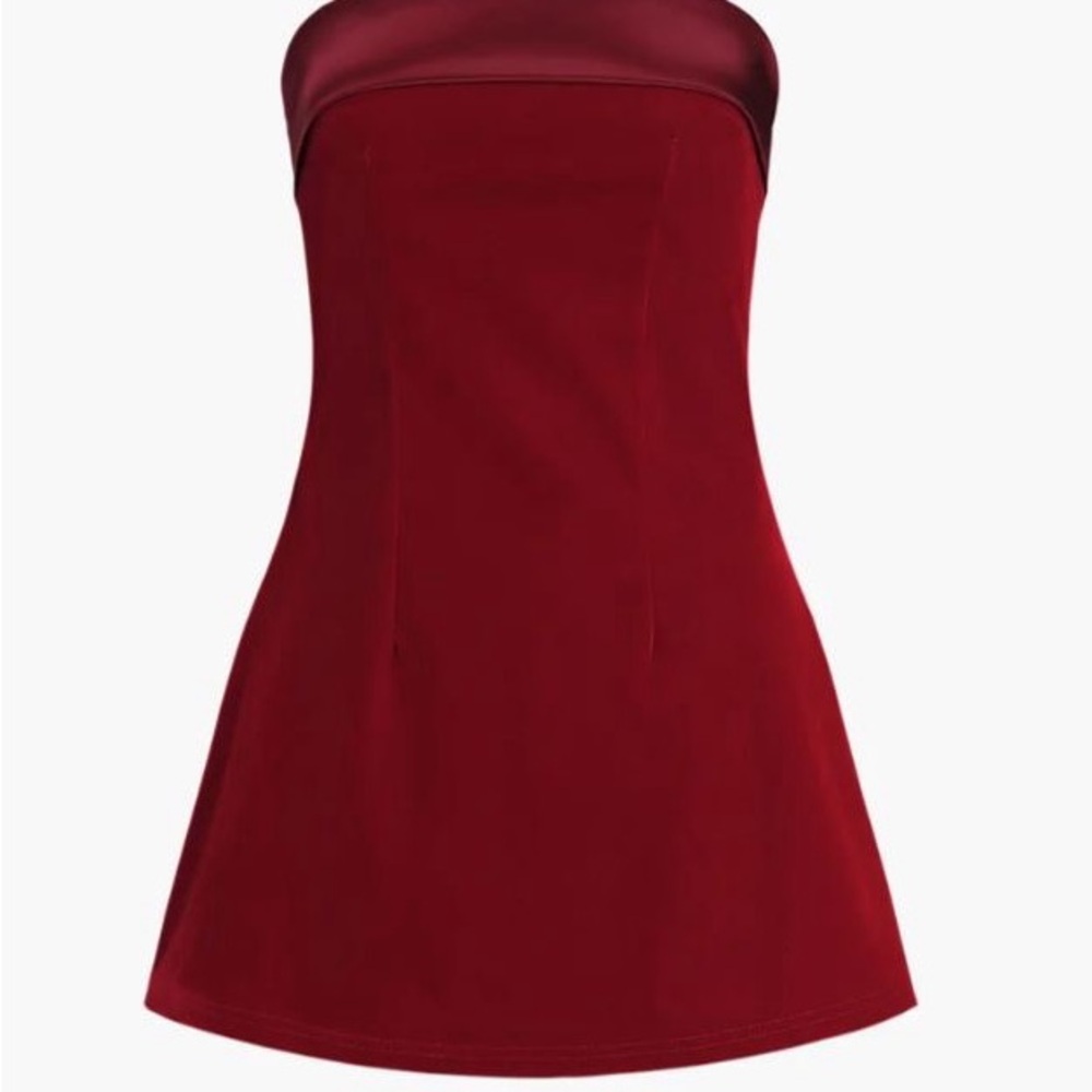 Red Strapless A-Line Cocktail Dress